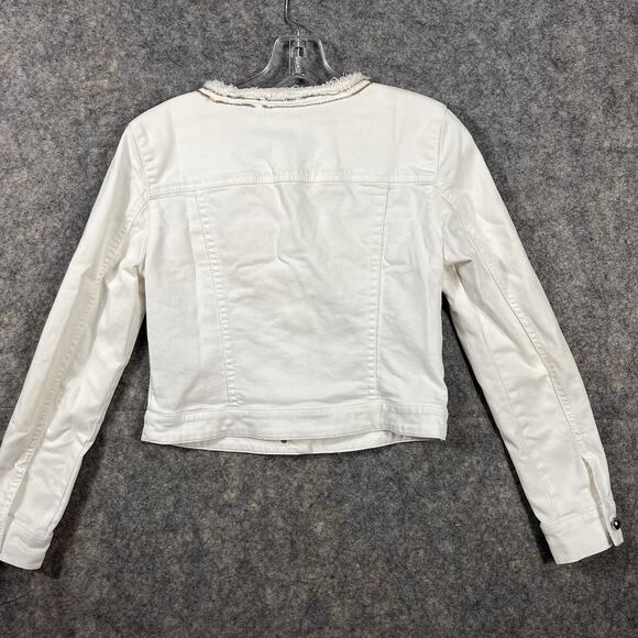 Cache White Denim Jacket Size 2 vintage Silver Buttons - Picture 6 of 8